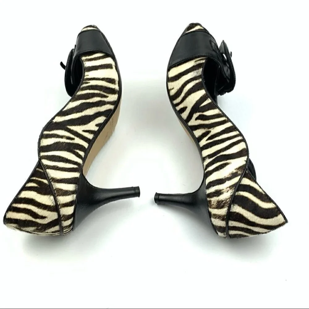 Max studio heels size 6.5 calf hair peep toe